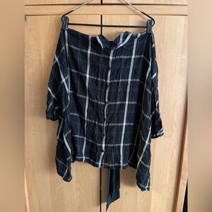 Zara Trafaluc Collection Black Plaid Button Shirt Size XL